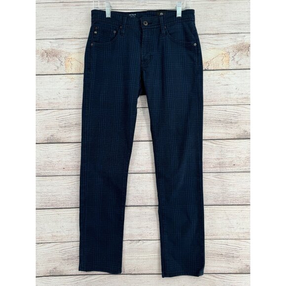 AG Adriano Goldschmied Tellis Modern Slim Plaid‎ Jeans Women's 29x34 Blue/Black - Picture 1 of 10